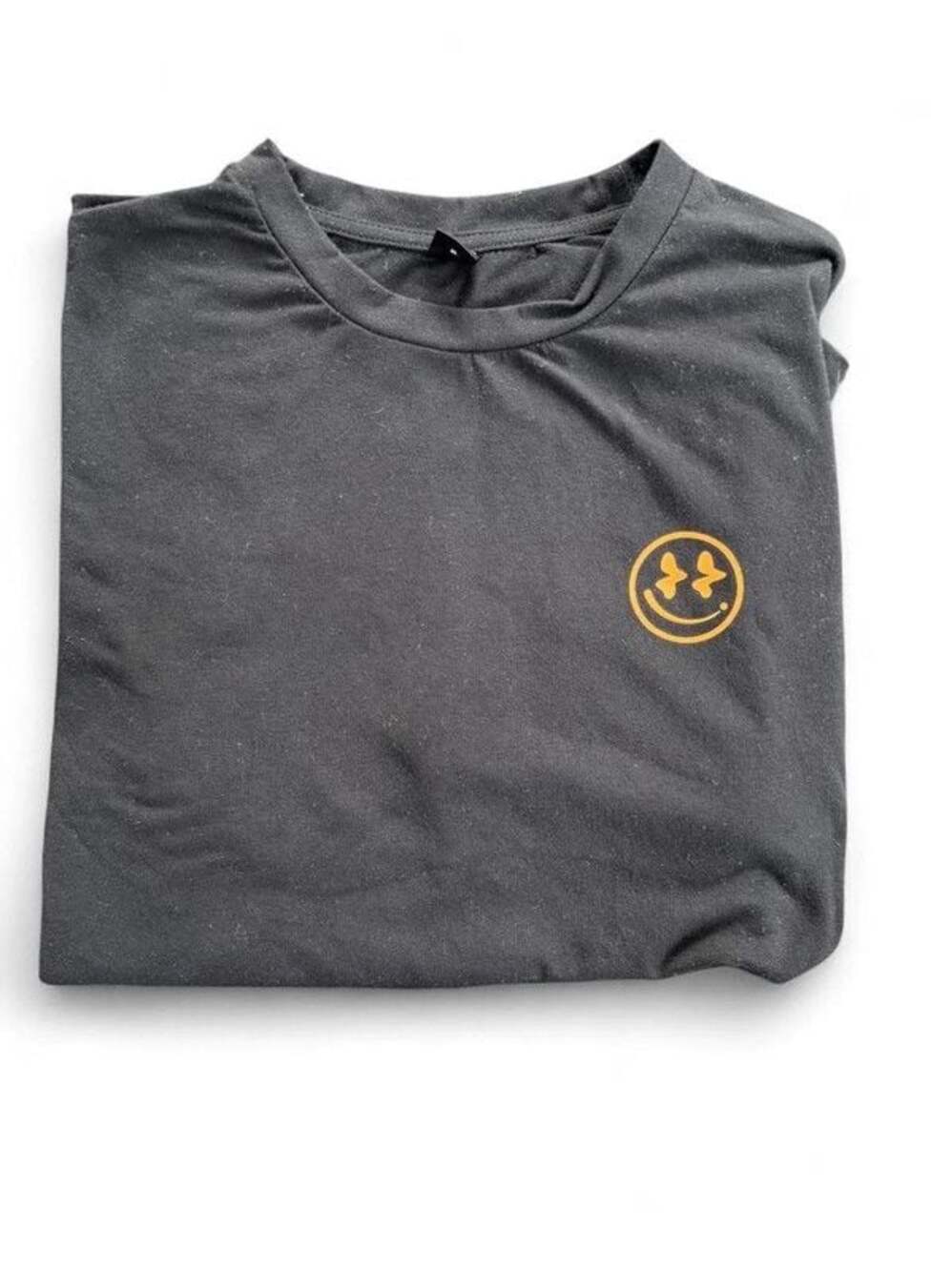 SHEIN Black Graphic Long Sleeve T-Shirt Men’s Size M Smile Face Streetwear Tee